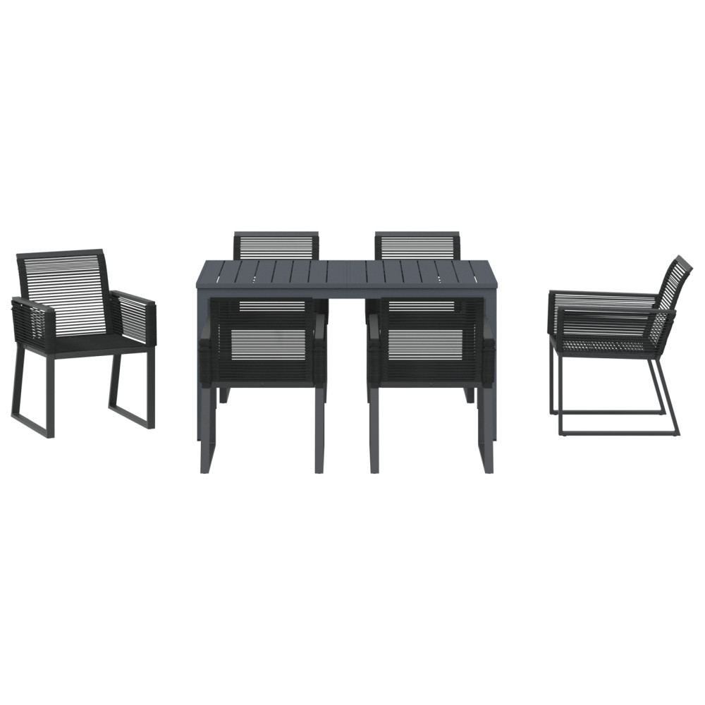 Produktbild för Trädgårdsmöbelset 7 pcs Svart konstrotting
