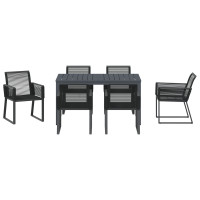 Produktbild för Trädgårdsmöbelset 7 pcs Svart konstrotting
