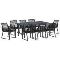 Produktbild för Trädgårdsmöbelset 9 pcs Svart konstrotting