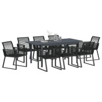 Produktbild för Trädgårdsmöbelset 9 pcs Svart konstrotting