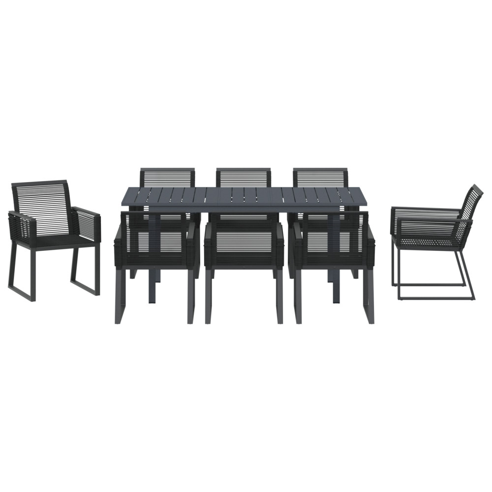 Produktbild för Trädgårdsmöbelset 9 pcs Svart konstrotting