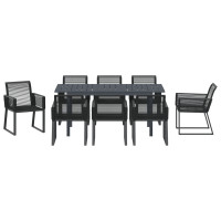 Produktbild för Trädgårdsmöbelset 9 pcs Svart konstrotting