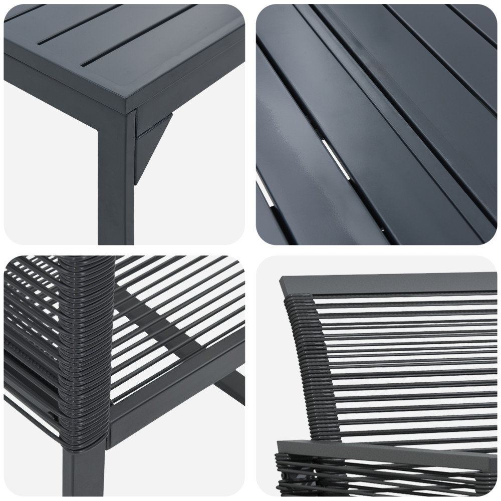Produktbild för Trädgårdsmöbelset 9 pcs Svart konstrotting