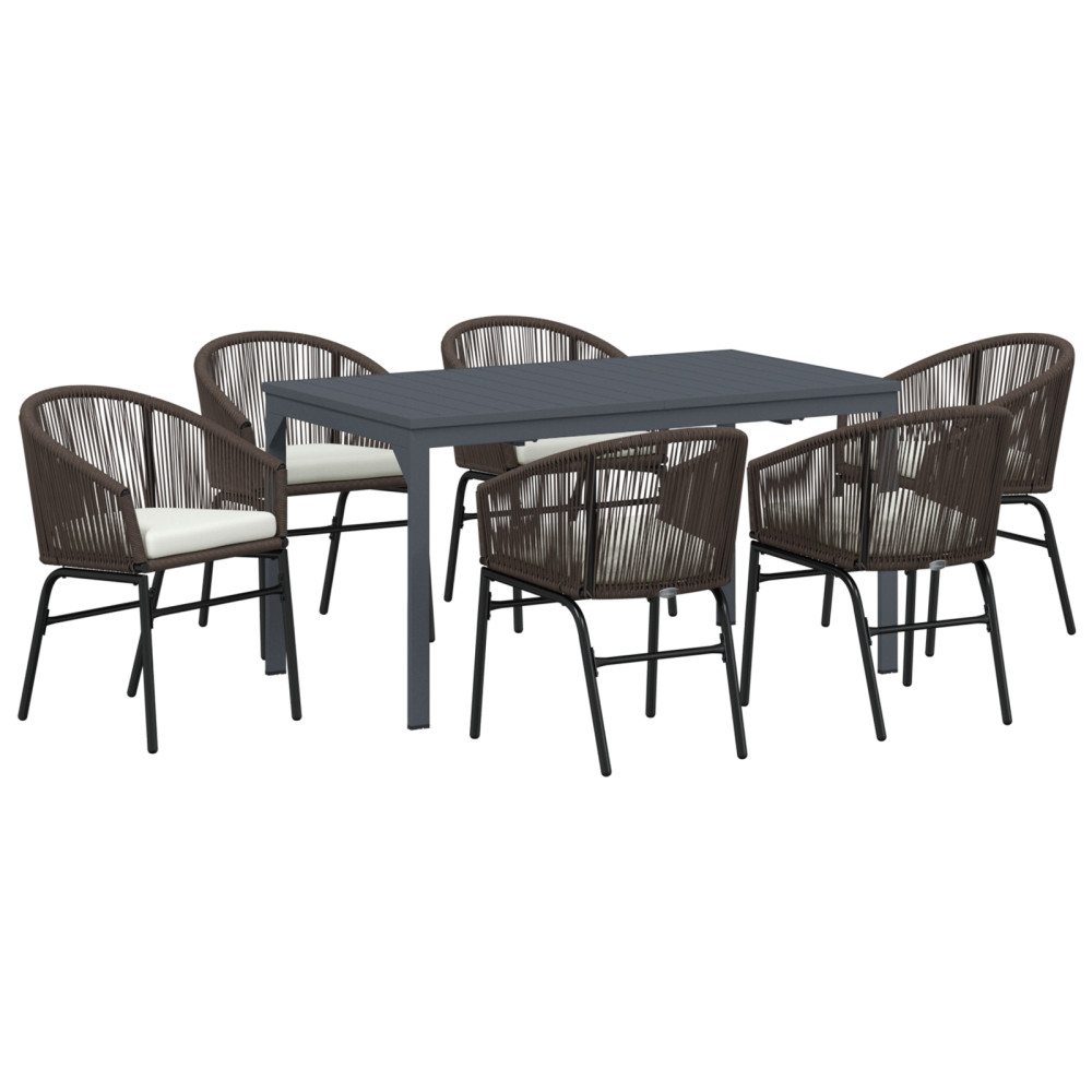 Produktbild för Trädgårdsmöbelset 7 pcs Brun konstrotting