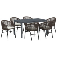 Produktbild för Trädgårdsmöbelset 7 pcs Brun konstrotting