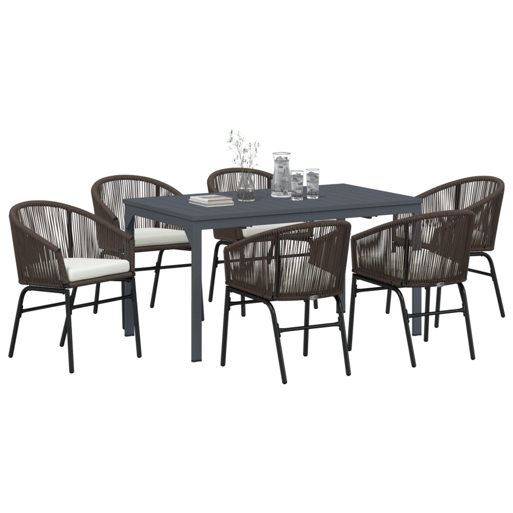 Produktbild för Trädgårdsmöbelset 7 pcs Brun konstrotting