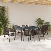 Produktbild för Trädgårdsmöbelset 7 pcs Brun konstrotting