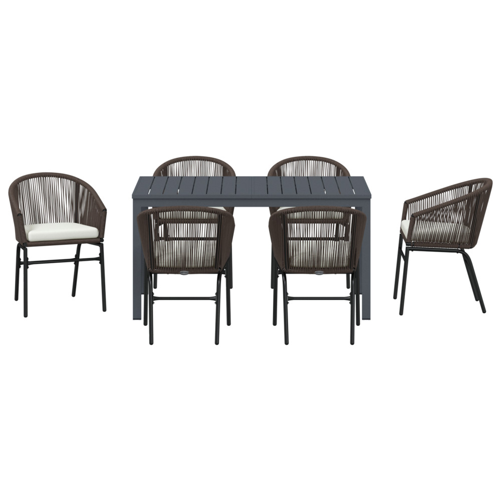 Produktbild för Trädgårdsmöbelset 7 pcs Brun konstrotting