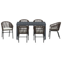 Produktbild för Trädgårdsmöbelset 7 pcs Brun konstrotting
