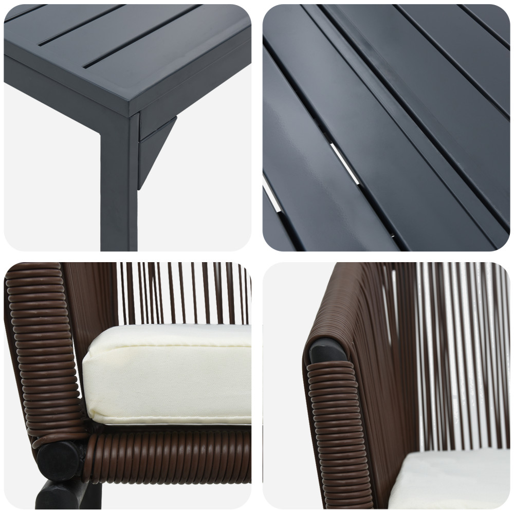 Produktbild för Trädgårdsmöbelset 7 pcs Brun konstrotting