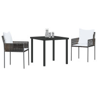 Produktbild för Trädgårdsmöbelset 3 pcs Brun och svart PE Rattan