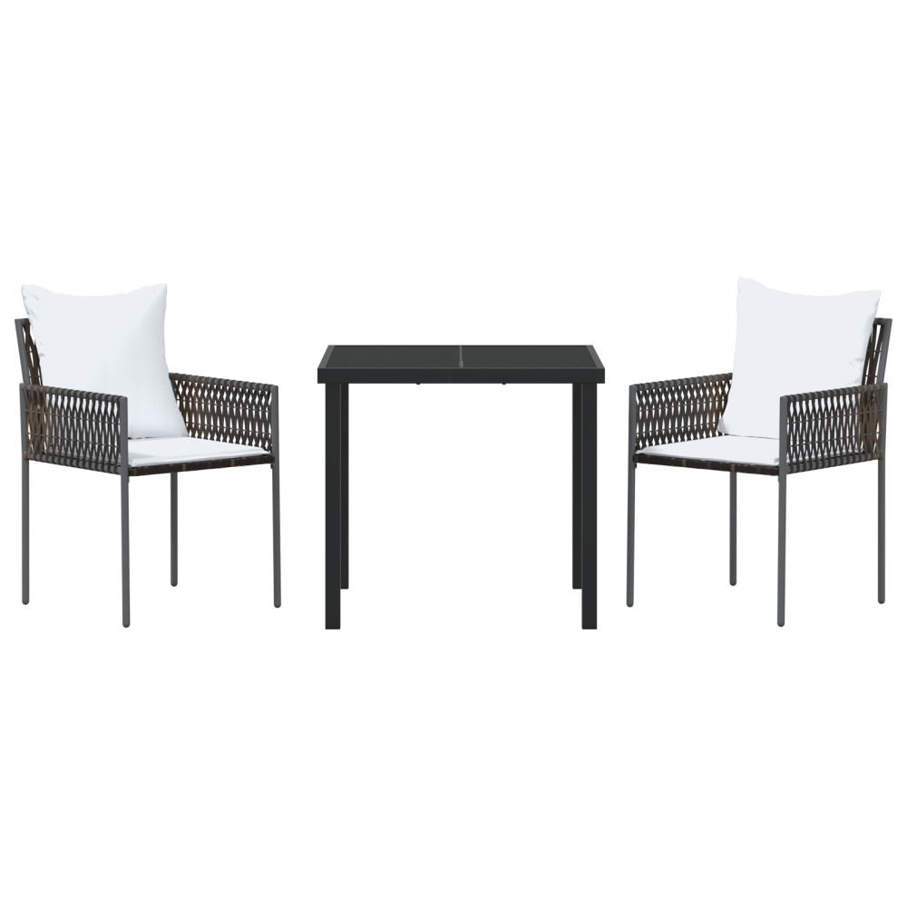 Produktbild för Trädgårdsmöbelset 3 pcs Brun och svart PE Rattan