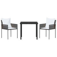 Produktbild för Trädgårdsmöbelset 3 pcs Brun och svart PE Rattan