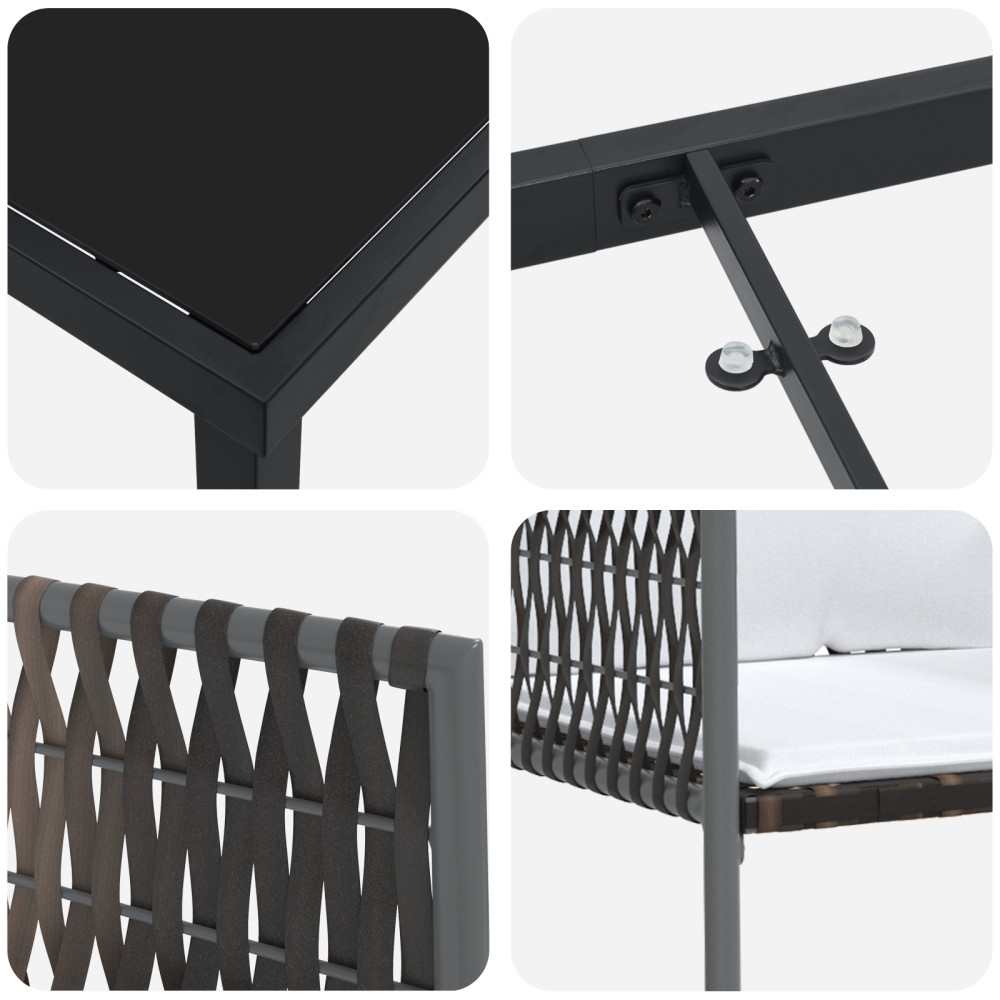 Produktbild för Trädgårdsmöbelset 3 pcs Brun och svart PE Rattan