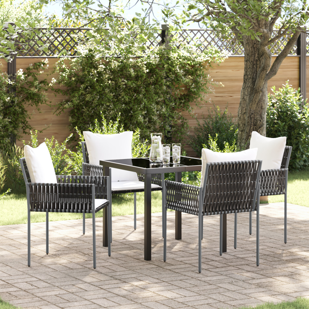 Produktbild för Trädgårdsmöbelset 5 pcs Brun och svart PE Rattan