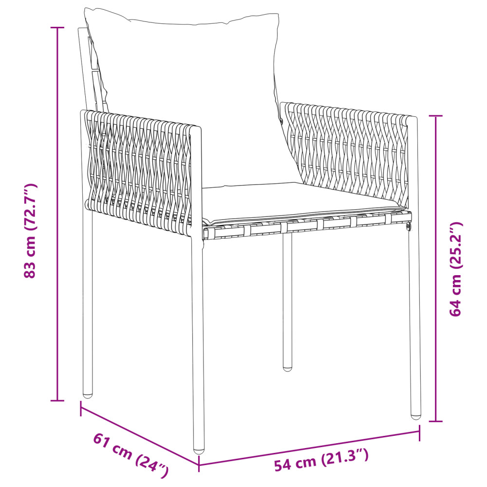 Produktbild för Trädgårdsmöbelset 5 pcs Brun och svart PE Rattan