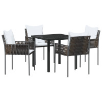 Produktbild för Trädgårdsmöbelset 5 pcs Brun och svart PE Rattan