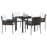 Produktbild för Trädgårdsmöbelset 5 pcs Brun och svart PE Rattan