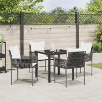 Produktbild för Trädgårdsmöbelset 5 pcs Brun och svart PE Rattan