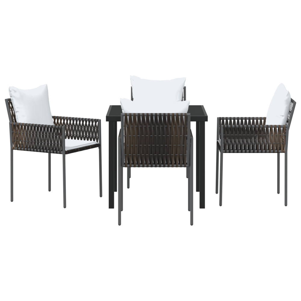 Produktbild för Trädgårdsmöbelset 5 pcs Brun och svart PE Rattan