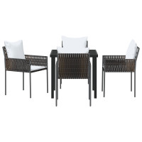 Produktbild för Trädgårdsmöbelset 5 pcs Brun och svart PE Rattan