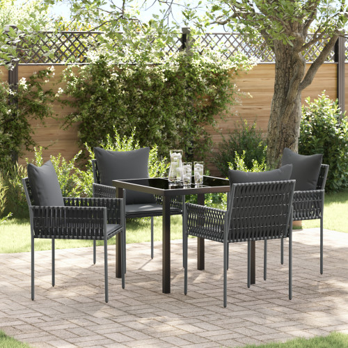vidaXL Trädgårdsmöbelset 5 pcs Svart och Grå PE Rattan