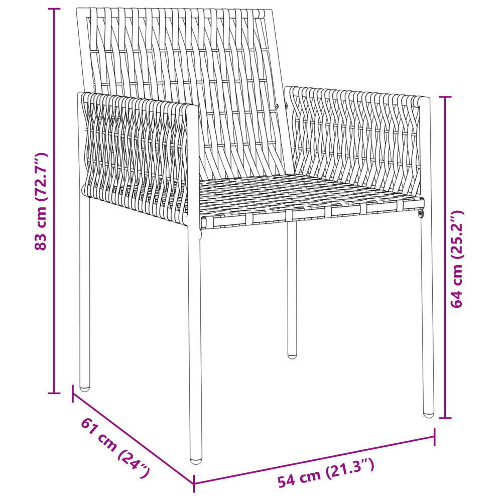 Produktbild för Trädgårdsmöbelset 5 pcs Svart och Grå PE Rattan