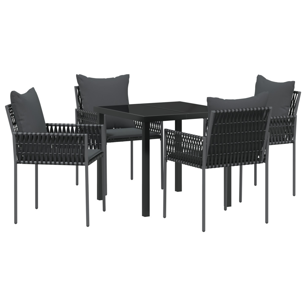 Produktbild för Trädgårdsmöbelset 5 pcs Svart och Grå PE Rattan