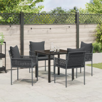 Produktbild för Trädgårdsmöbelset 5 pcs Svart och Grå PE Rattan