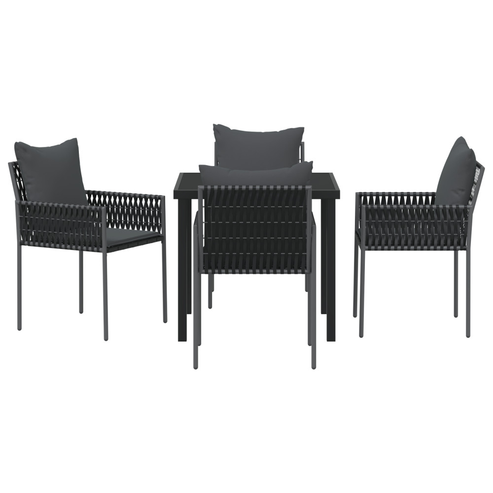Produktbild för Trädgårdsmöbelset 5 pcs Svart och Grå PE Rattan