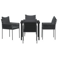 Produktbild för Trädgårdsmöbelset 5 pcs Svart och Grå PE Rattan
