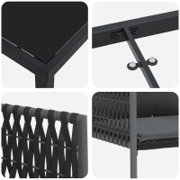 Produktbild för Trädgårdsmöbelset 5 pcs Svart och Grå PE Rattan
