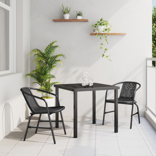 vidaXL Trädgårdsmöbelset 3 pcs Svart Pulverlackerat stål