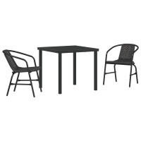 Produktbild för Trädgårdsmöbelset 3 pcs Svart Pulverlackerat stål
