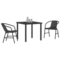 Produktbild för Trädgårdsmöbelset 3 pcs Svart Pulverlackerat stål