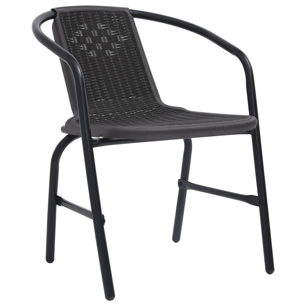 Produktbild för Trädgårdsmöbelset 3 pcs Svart Pulverlackerat stål