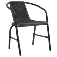 Produktbild för Trädgårdsmöbelset 3 pcs Svart Pulverlackerat stål