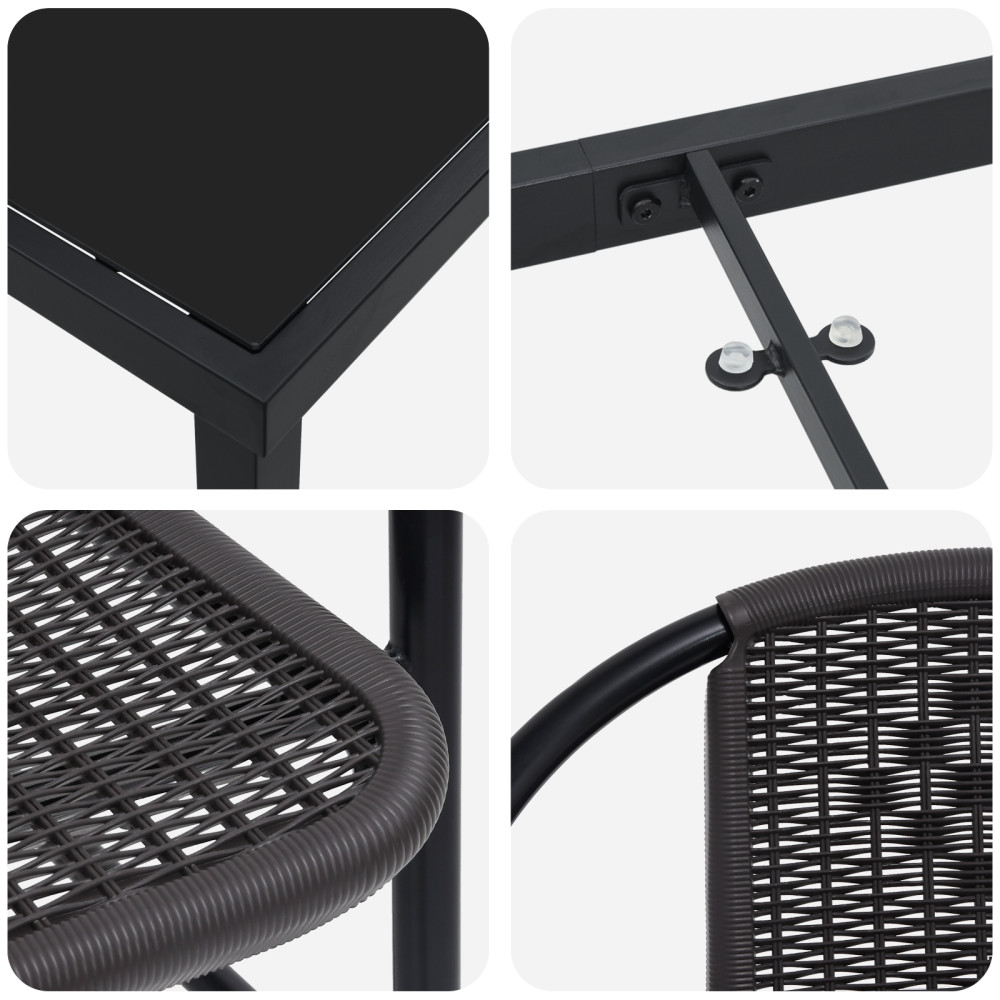 Produktbild för Trädgårdsmöbelset 3 pcs Svart Pulverlackerat stål