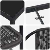 Produktbild för Trädgårdsmöbelset 3 pcs Svart Pulverlackerat stål