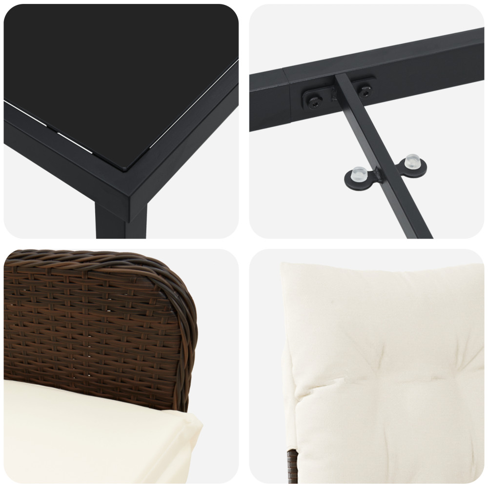 Produktbild för Trädgårdsmöbelset 5 pcs Brun konstrotting