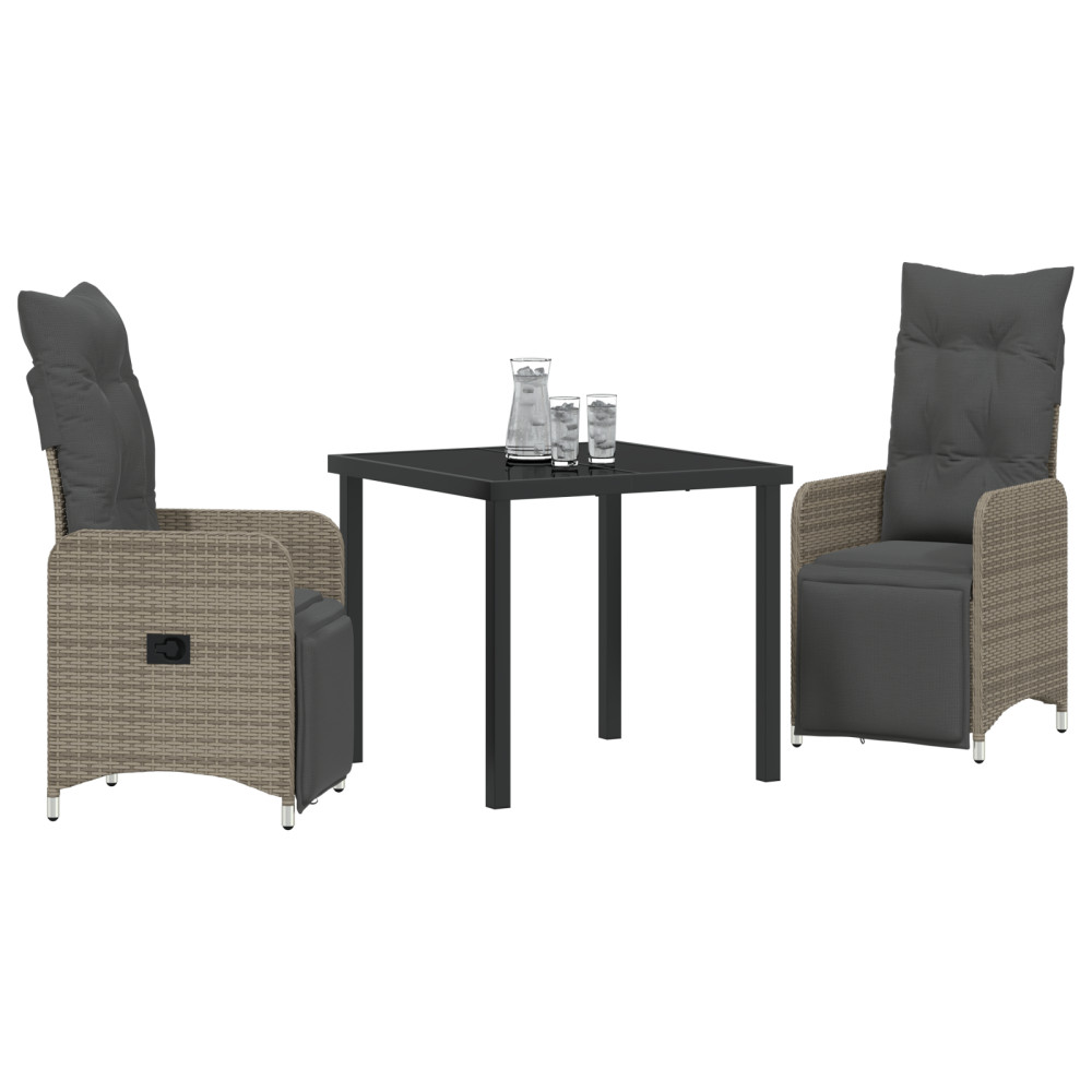 Produktbild för Trädgårdsmöbelset 3 pcs Grå konstrotting