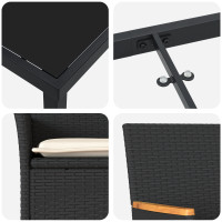 Produktbild för Trädgårdsmöbelset med kudde 5 pcs Svart konstrotting