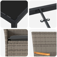 Produktbild för Trädgårdsmöbelset med kudde 3 pcs Grå konstrotting