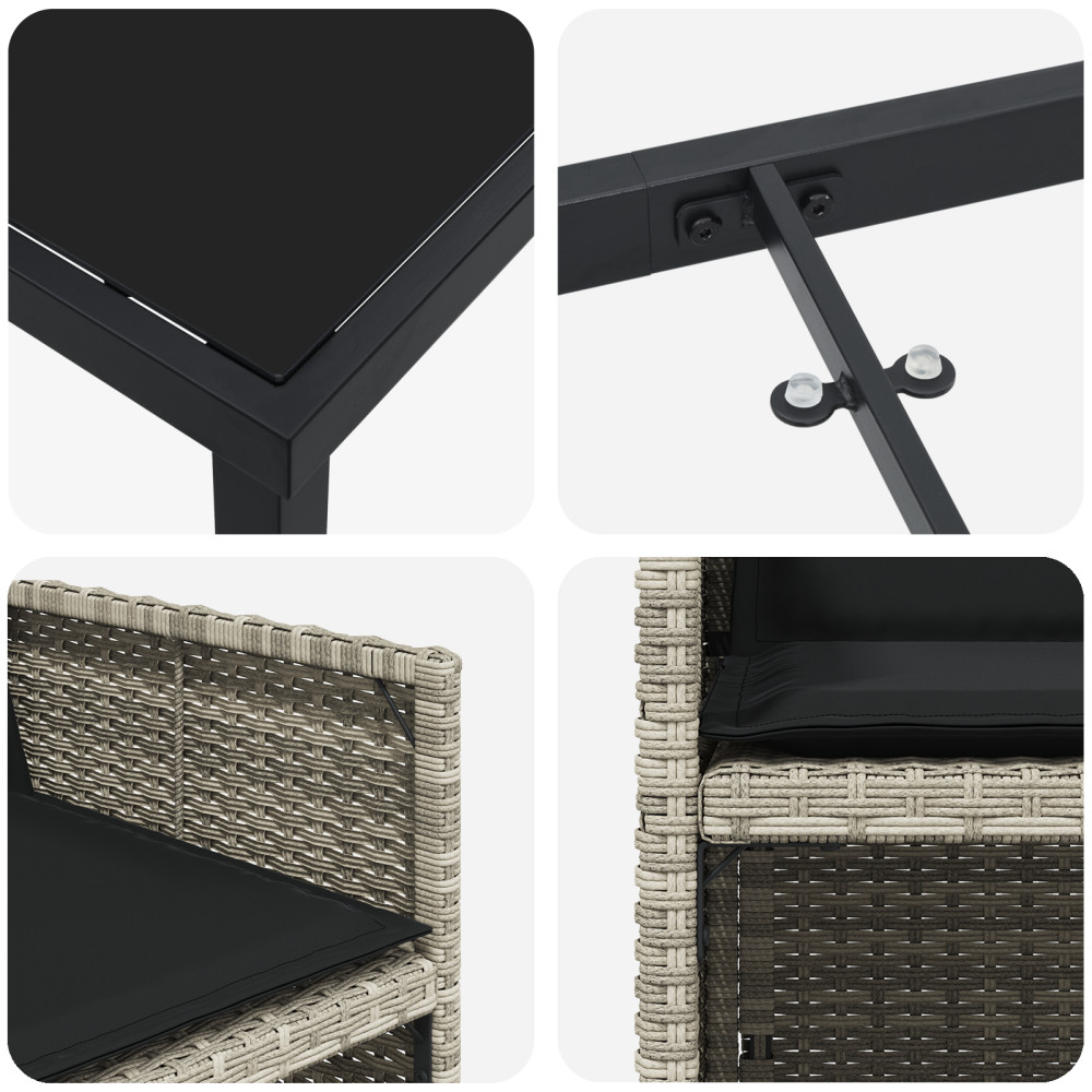 Produktbild för Trädgårdsmöbelset 5 pcs Ljusgrå konstrotting