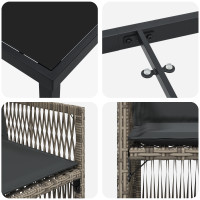 Produktbild för Trädgårdsmöbelset 5 pcs Grå Pulverlackerat stål