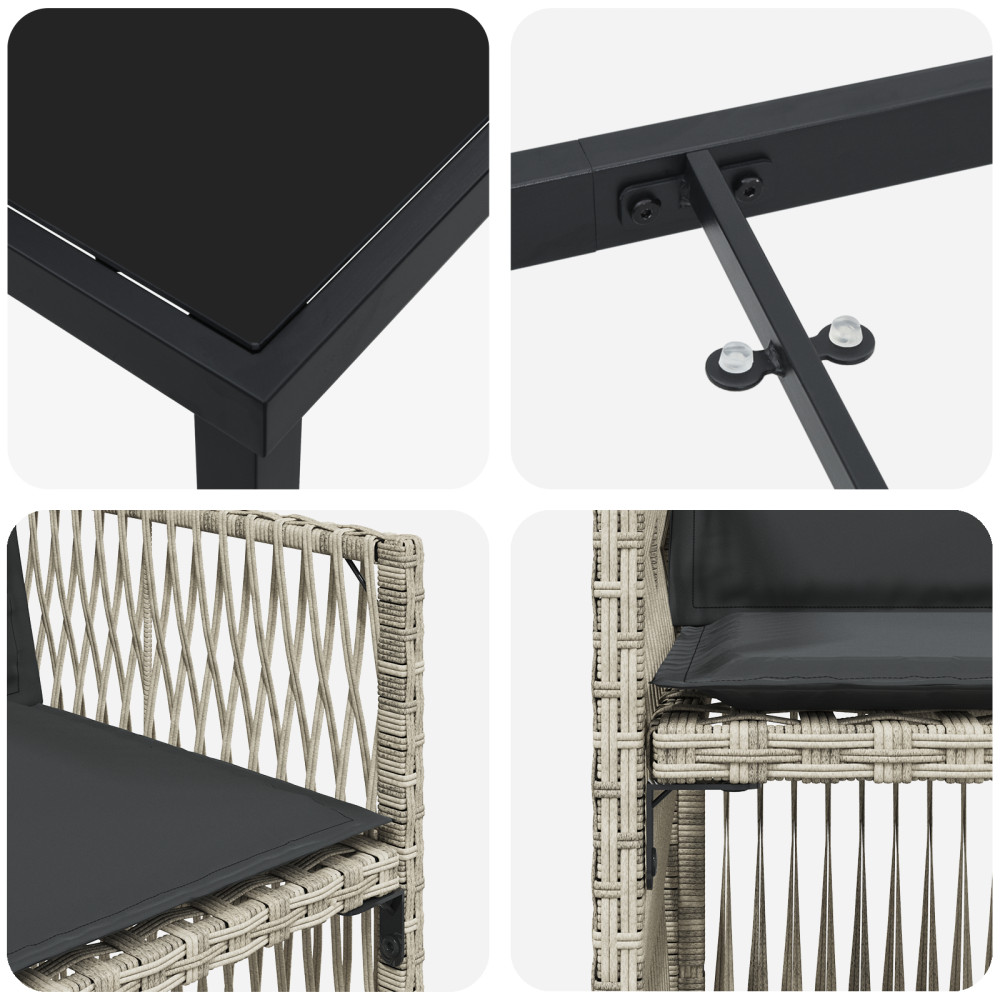 Produktbild för Trädgårdsmöbelset 5 pcs Ljusgrå Pulverlackerat stål