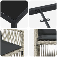 Produktbild för Trädgårdsmöbelset 9 pcs Ljusgrå Pulverlackerat stål