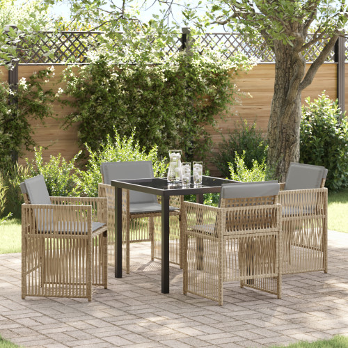 vidaXL Trädgårdsmöbelset 5 pcs Beige Pulverlackerat stål