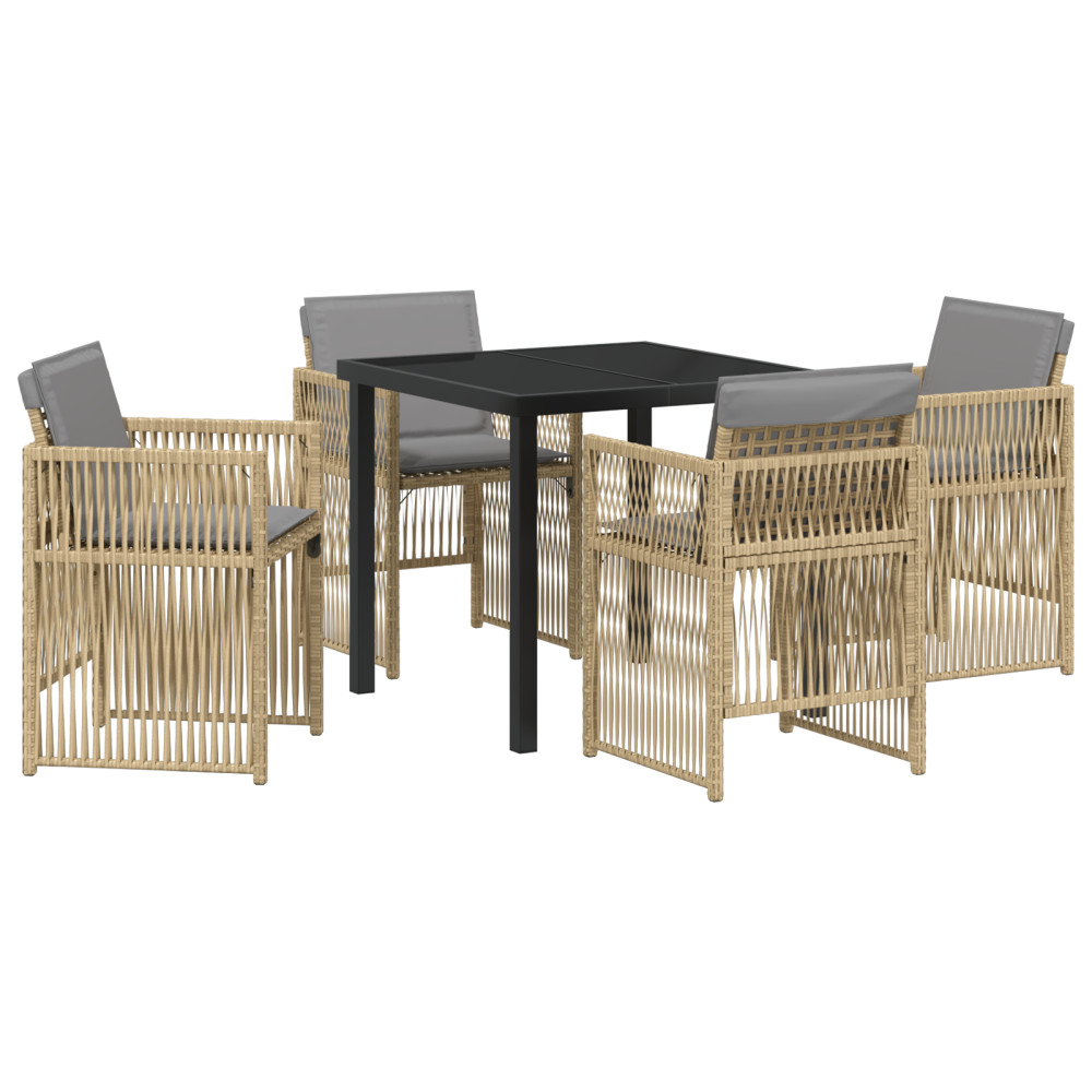 Produktbild för Trädgårdsmöbelset 5 pcs Beige Pulverlackerat stål