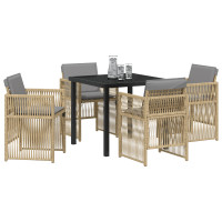 Produktbild för Trädgårdsmöbelset 5 pcs Beige Pulverlackerat stål